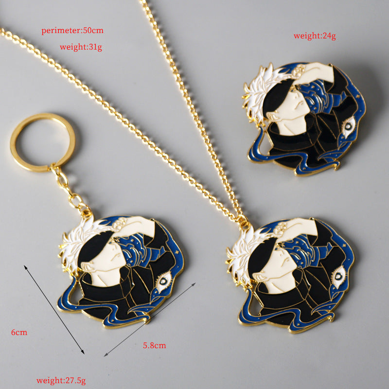 Jujutsu Kaisen Fivetsume Toji Metal Brooch Keyring Necklace 3 Pack - Image 2