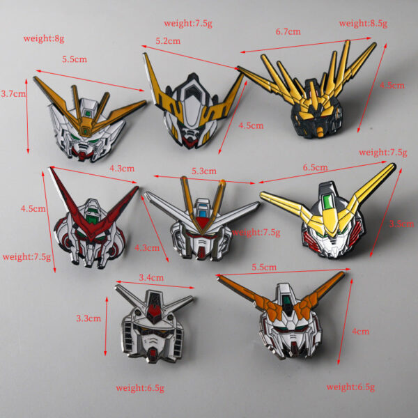 Anime Gundam Metal Badge Brooch 8 Pack - Image 3
