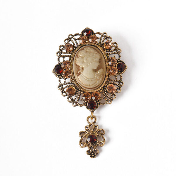Vintage Queen Relief Metal Brooch with Rhinestones 2 Pack(Gold and Silver) - Image 4