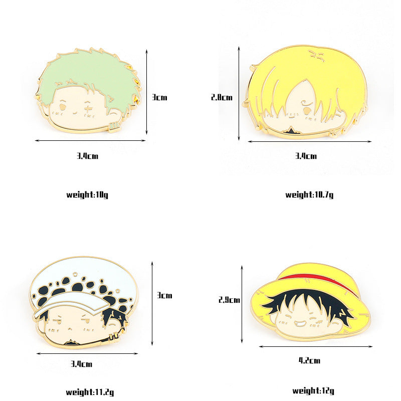One Piece Luffy, Zoro, and Sanji Metal Brooch Pin Set 4 Pack - Image 3