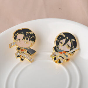 Attack on Titan Mikasa Ackerman and Levi Metal Brooch Pin Set 2pcs