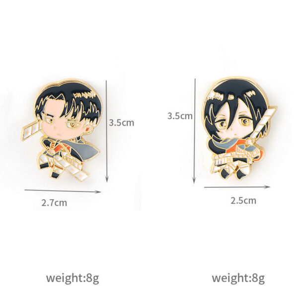 Attack on Titan Mikasa Ackerman and Levi Metal Brooch Pin Set 2pcs - Image 2