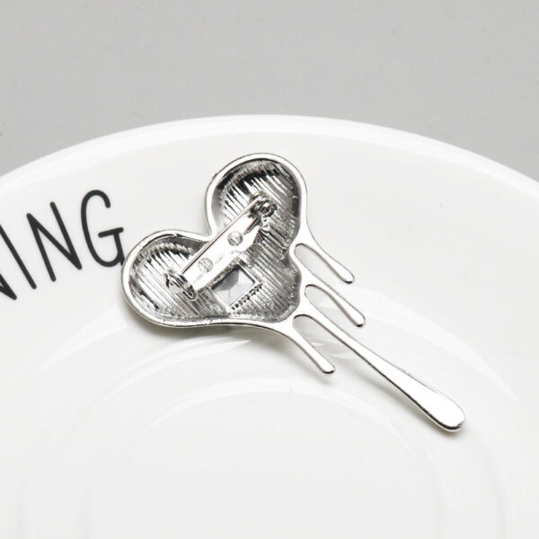 Silver Lava Heart Suit Brooch Pin 3pcs - Image 2