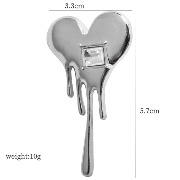 Silver Lava Heart Suit Brooch Pin 3pcs - Image 3