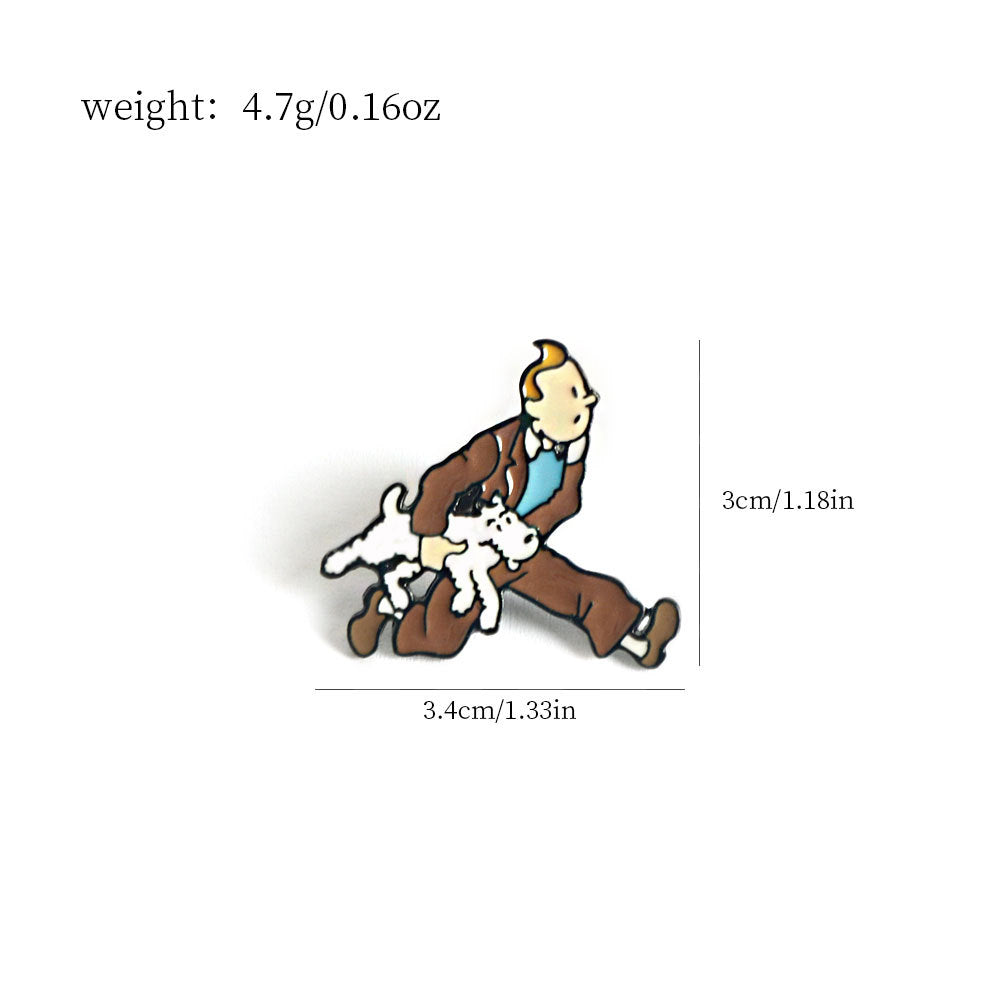 Tintin and Milou Metal Badge - Classic Cartoon Charm 2PCS - Image 2