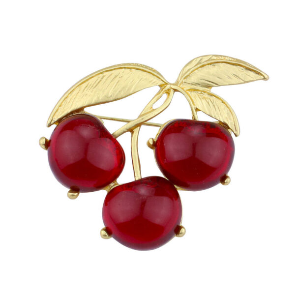 Juicy Red Jelly Cherry Brooch Pin 2PCS
