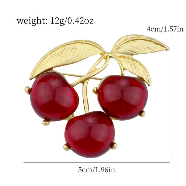 Juicy Red Jelly Cherry Brooch Pin 2PCS - Image 2