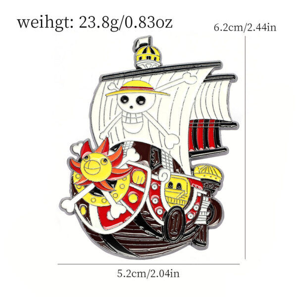 One Piece Thousand Sunny Metal Brooch Pin 5 Pack - Image 2
