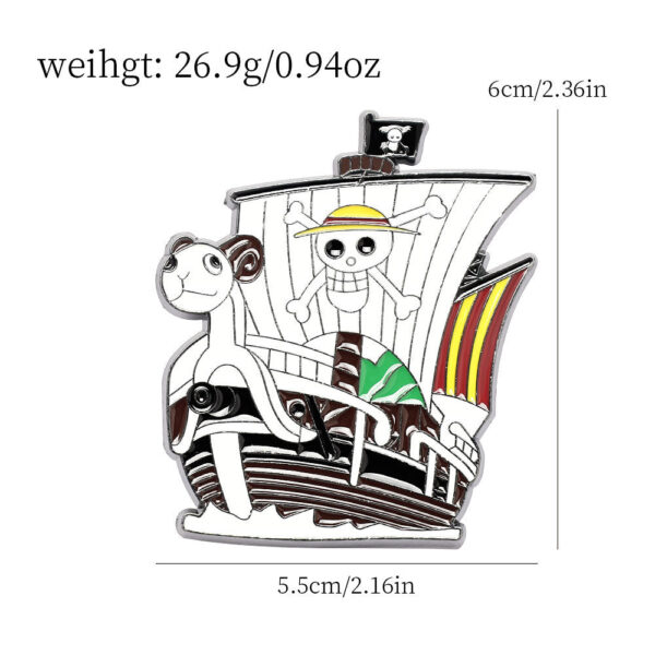 One Piece Thousand Sunny Metal Brooch Pin 5 Pack - Image 6