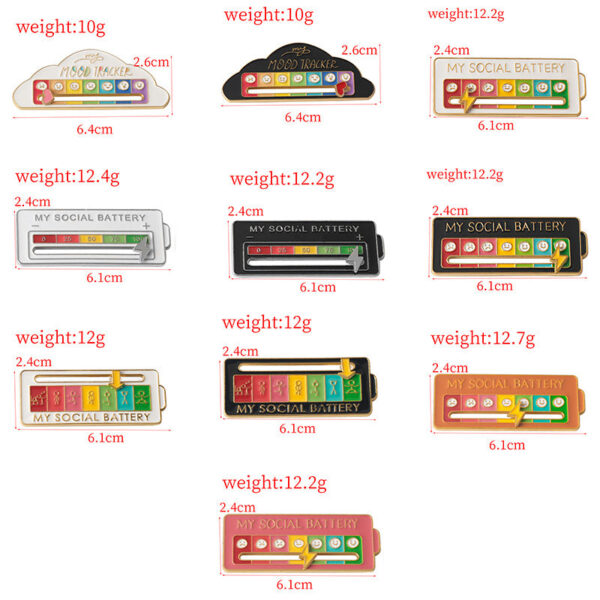 MY SOCIAL BATTERY Mood Slider Pins Interactive Emotion Management Badges - Image 2