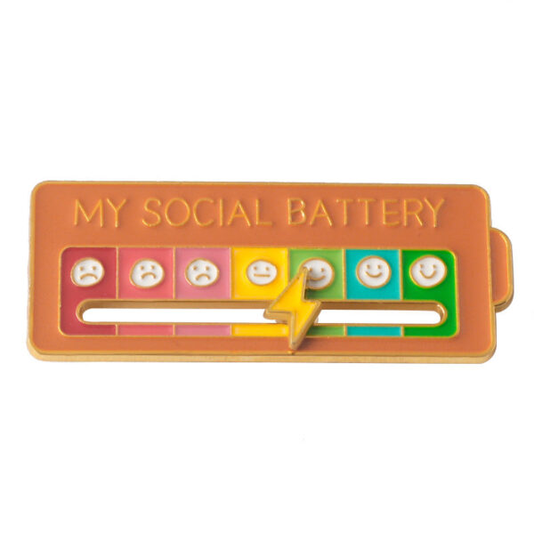 MY SOCIAL BATTERY Mood Slider Pins Interactive Emotion Management Badges - Image 9