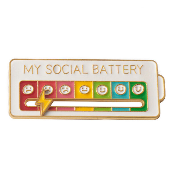 MY SOCIAL BATTERY Mood Slider Pins Interactive Emotion Management Badges - Image 7