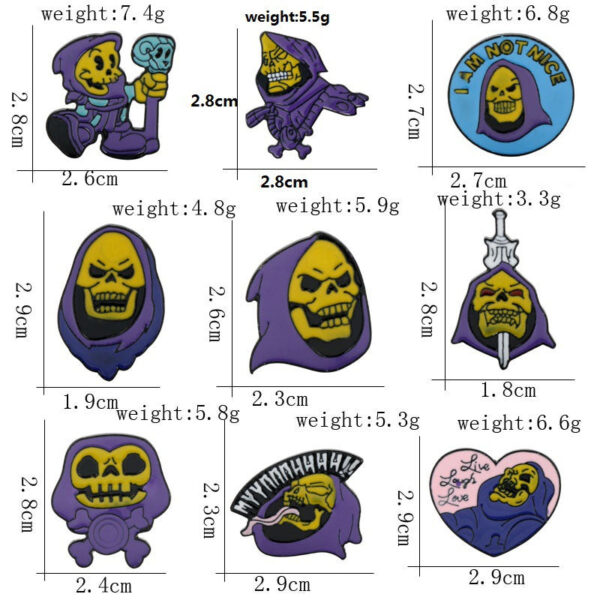 Halloween Purple Turban Skull King Alloy Brooch 9 Pack - Image 2