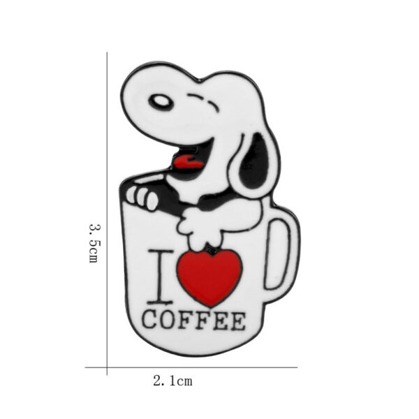Snoopy Mug Love Hearts Metal Brooch Pin 4PCS - Image 3