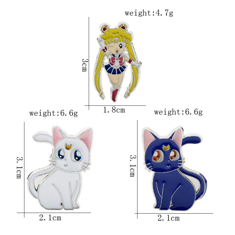 Sailor Moon Luna Droplet Alloy Brooch 3 Pack - Image 3