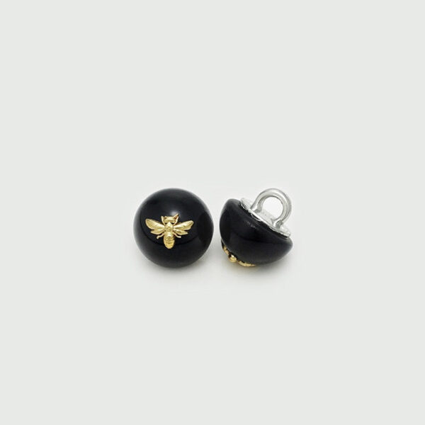 11mm Exquisite Black and White Pearl Bee Buttons with Loop 20pcs - Image 3