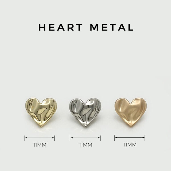 Concave-Convex Heart Metal Buttons with Loop for Casual Jackets 20pcs - Image 2