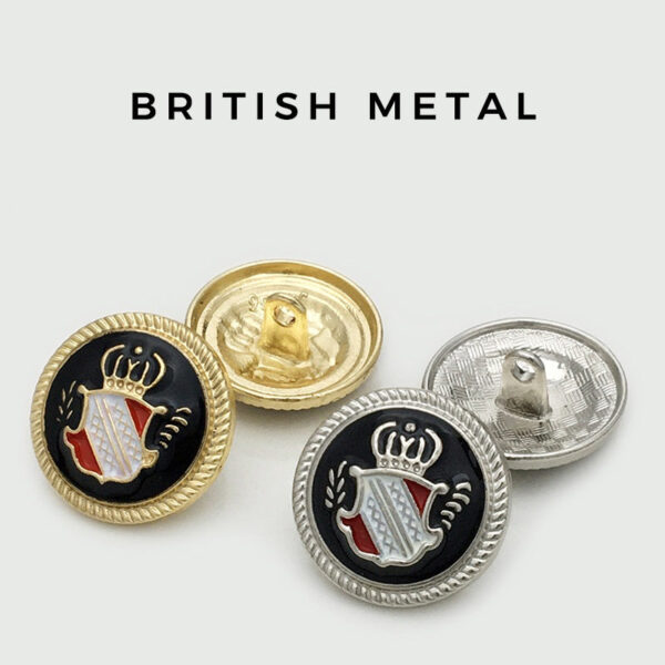 15-25mm British Style Crown Round Metal Buttons with Shank 20pcs - Image 2