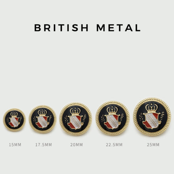 15-25mm British Style Crown Round Metal Buttons with Shank 20pcs - Image 3