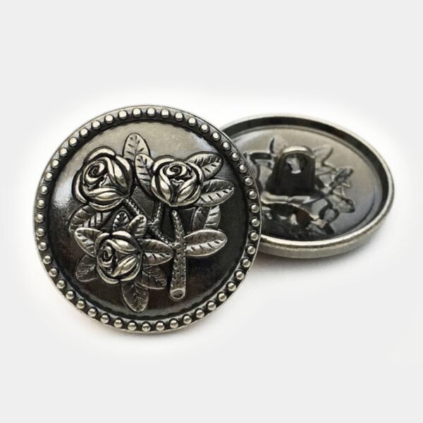 17.5/22.5/25mm Vintage Round Rose Metal Buttons Black Bronze 20pcs - Image 3