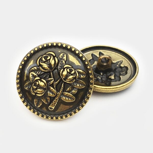 17.5/22.5/25mm Vintage Round Rose Metal Buttons Black Bronze 20pcs - Image 4