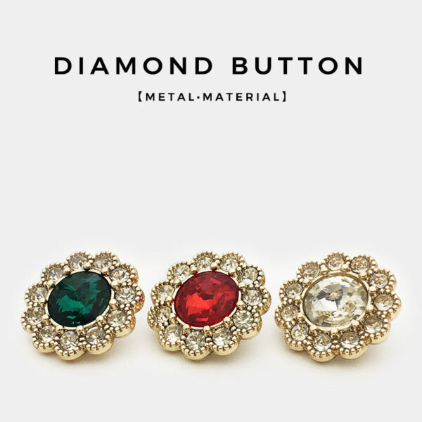 White Red Green Diamond-Embellished Floral Shank Buttons 12pcs - Image 2