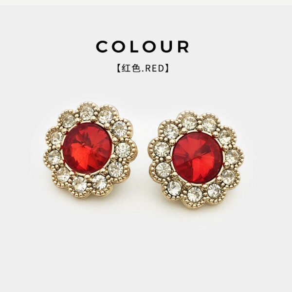 White Red Green Diamond-Embellished Floral Shank Buttons 12pcs - Image 4