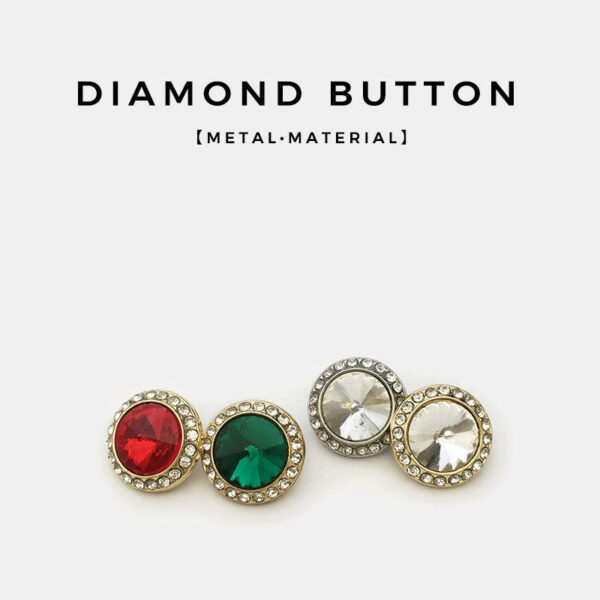 12-20mm Glitzy Golden Metal Buttons with Glass Diamonds for Shirts 12pcs - Image 2