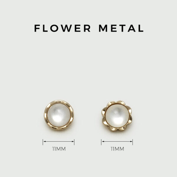 11mm Golden Floral Metal Cat-Eye Pearl Buttons for Shirts 20pcs - Image 2