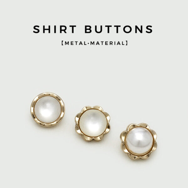 11mm Golden Floral Metal Cat-Eye Pearl Buttons for Shirts 20pcs - Image 3