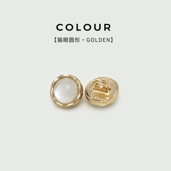 11mm Golden Floral Metal Cat-Eye Pearl Buttons for Shirts 20pcs - Image 6