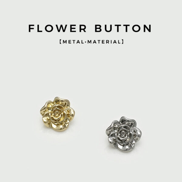 11/14mm Golden Silver 3D Rose Flower Shank Buttons 20pcs - Image 2