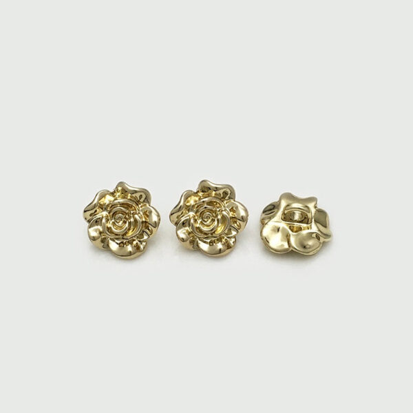 11/14mm Golden Silver 3D Rose Flower Shank Buttons 20pcs - Image 3
