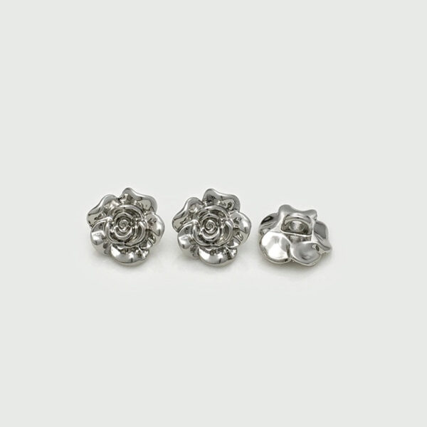 11/14mm Golden Silver 3D Rose Flower Shank Buttons 20pcs - Image 4