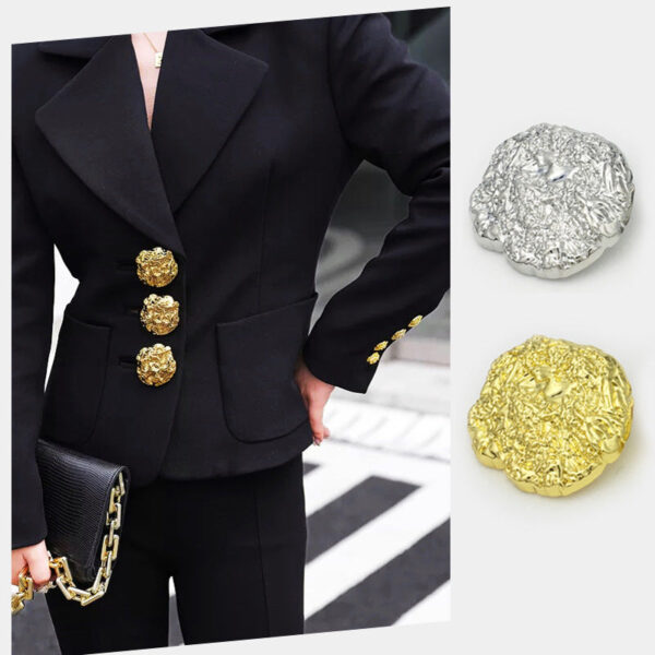 17.5-45mm Irregular Pleated Metal Shank Buttons Gold Silver 10pcs - Image 3