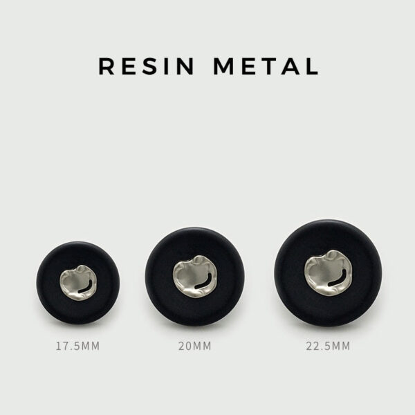 Black White Vintage Dual-Tone Round Metal Resin Buttons 20pcs - Image 3