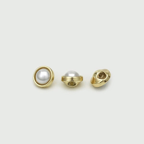8mm Gold Silver Concealed Hole Metal Buttons with Pearl for Shirts 20pcs - Image 2