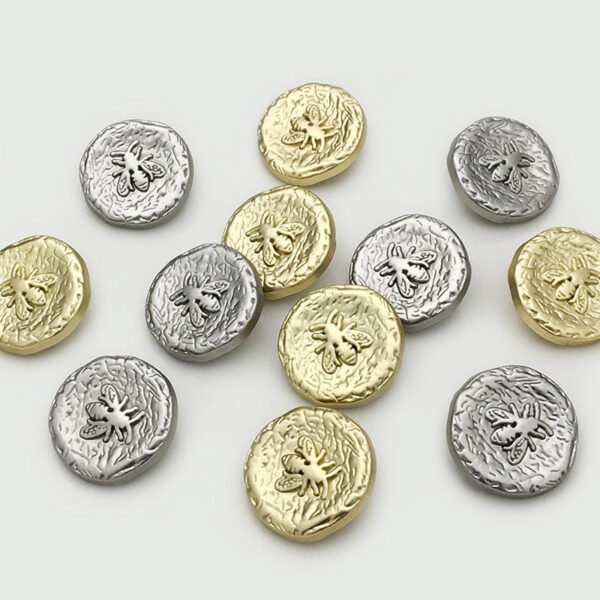 17.5/20/22.5mm Tea Gold Irregular Concave Round Metal Bee Buttons 20pcs - Image 2
