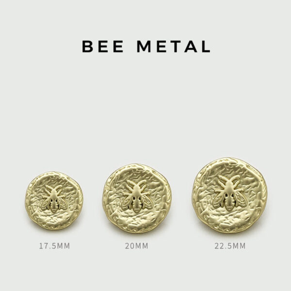 17.5/20/22.5mm Tea Gold Irregular Concave Round Metal Bee Buttons 20pcs - Image 3