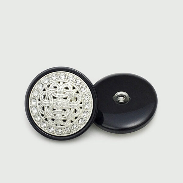 25mm Stunning Black Metal Resin Shank Buttons with Diamonds 12pcs - Image 4