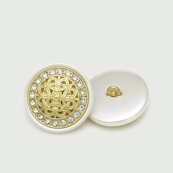 25mm Stunning Black Metal Resin Shank Buttons with Diamonds 12pcs - Image 5