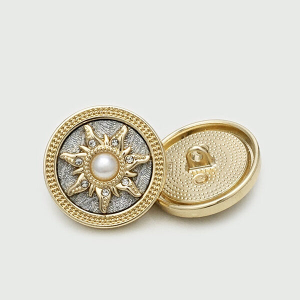 25mm Golden Sun Pearl & Diamond-Embedded Buttons with Shank 12pcs - Image 2