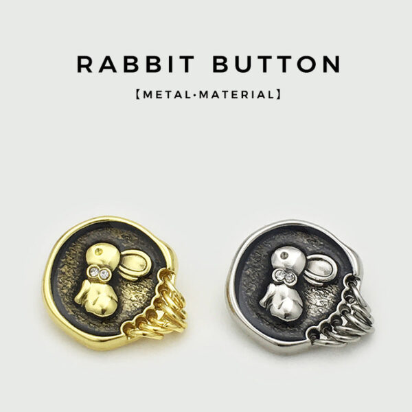 17.5/22.5mm Golden Silver Bunny Diamond Buttons with Shank Hoop 10pcs - Image 3