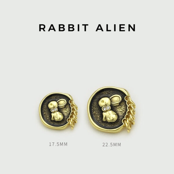 17.5/22.5mm Golden Silver Bunny Diamond Buttons with Shank Hoop 10pcs - Image 2