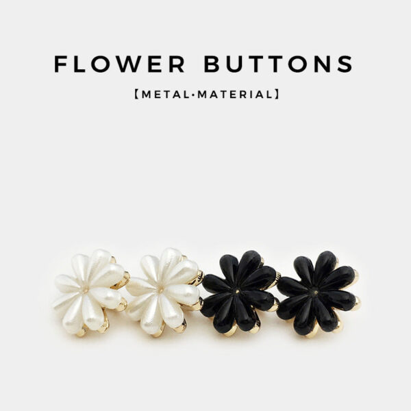 11.5mm Vintage Black & White Daisy Flower Metal Buttons 20pcs - Image 2