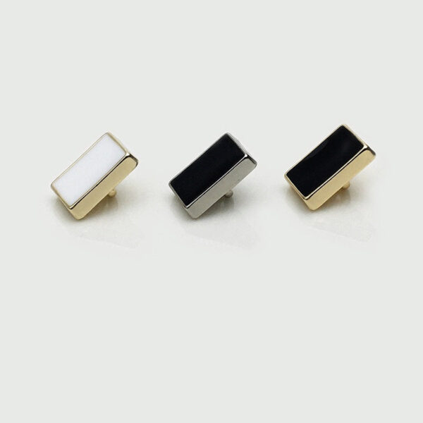 9x13mm Black White Metal Rectangular Shirt Sewing Buttons 30pcs - Image 2