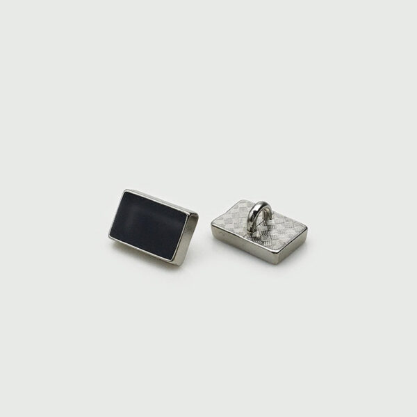 9x13mm Black White Metal Rectangular Shirt Sewing Buttons 30pcs - Image 5