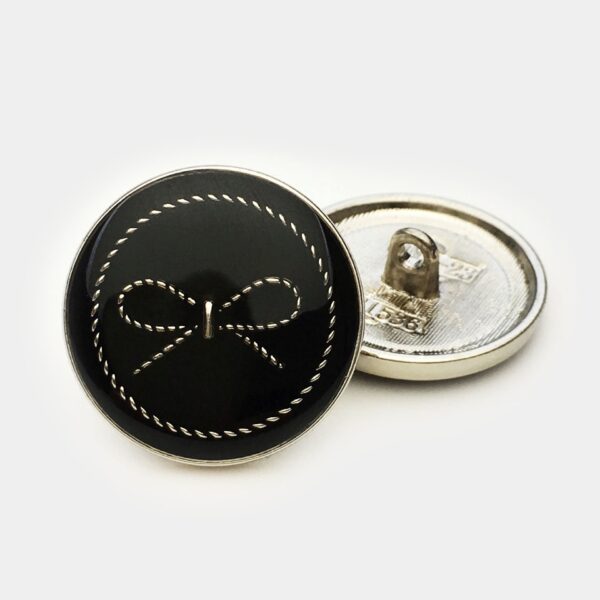 11mm-25mm Black White Bow Round Metal Shank Buttons 20pcs - Image 6