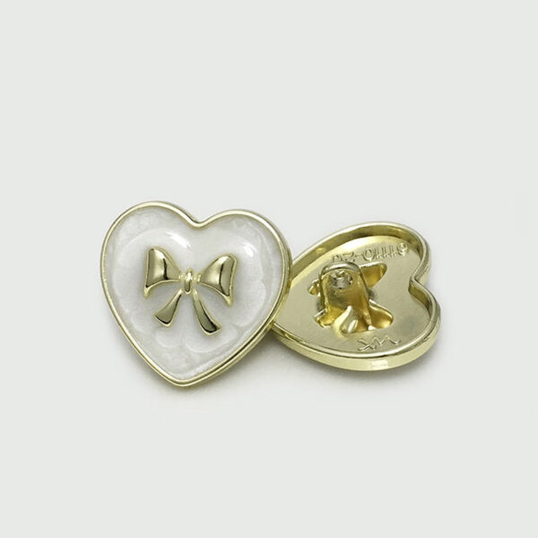 15/17.5/20/22.5mm Black White Heart-Shaped Bow Metal Buttons 20pcs - Image 4
