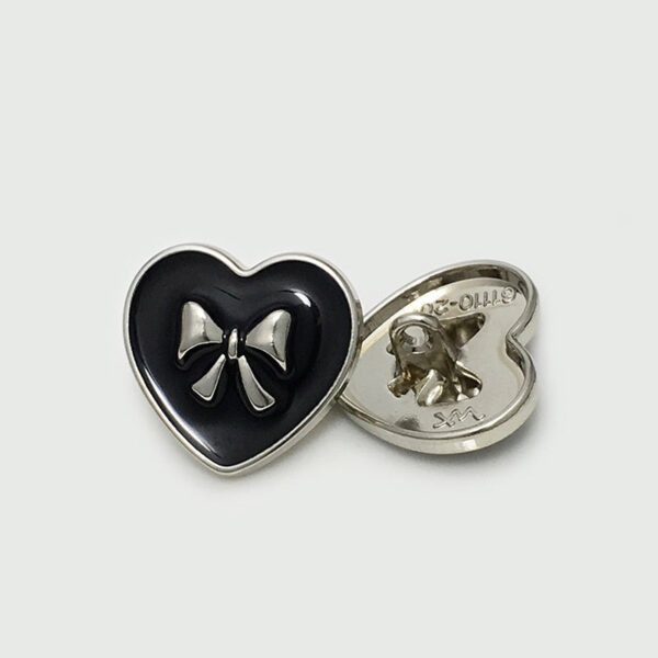 15/17.5/20/22.5mm Black White Heart-Shaped Bow Metal Buttons 20pcs - Image 5